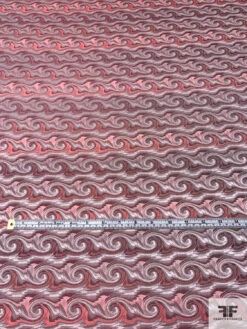 Wave Design Silk Necktie Jacquard Brocade - Strawberry Red / Grey 14 Wave Design Silk Necktie Jacquard Brocade - Strawberry Red / Grey -Fabrics And Fabrics Store 15925 4