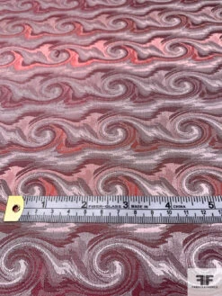 Wave Design Silk Necktie Jacquard Brocade - Strawberry Red / Grey 15 Wave Design Silk Necktie Jacquard Brocade - Strawberry Red / Grey -Fabrics And Fabrics Store 15925 5