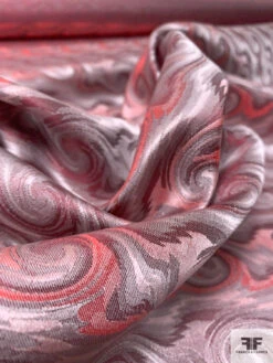 Wave Design Silk Necktie Jacquard Brocade - Strawberry Red / Grey 17 Wave Design Silk Necktie Jacquard Brocade - Strawberry Red / Grey -Fabrics And Fabrics Store 15925 8