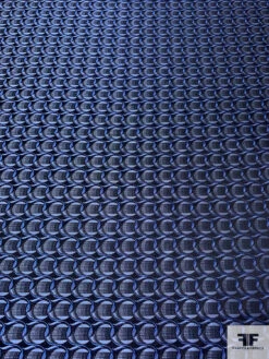 Circular Link Silk Necktie Jacquard Brocade - Blues / Black -Fabrics And Fabrics Store 15932 3