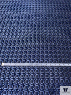 Circular Link Silk Necktie Jacquard Brocade - Blues / Black -Fabrics And Fabrics Store 15932 4