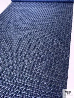 Circular Link Silk Necktie Jacquard Brocade - Blues / Black -Fabrics And Fabrics Store 15932 6