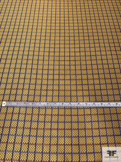 Micro-Checkered Windowpane Silk Necktie Jacquard Brocade - Yellow-Gold / Blue / Navy / Coral 14 Micro-Checkered Windowpane Silk Necktie Jacquard Brocade - Yellow-Gold / Blue / Navy / Coral -Fabrics And Fabrics Store 15934 4