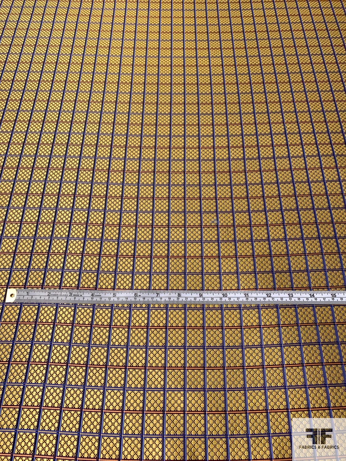 Micro-Checkered Windowpane Silk Necktie Jacquard Brocade - Yellow-Gold / Blue / Navy / Coral 7 Micro-Checkered Windowpane Silk Necktie Jacquard Brocade - Yellow-Gold / Blue / Navy / Coral - Image 5