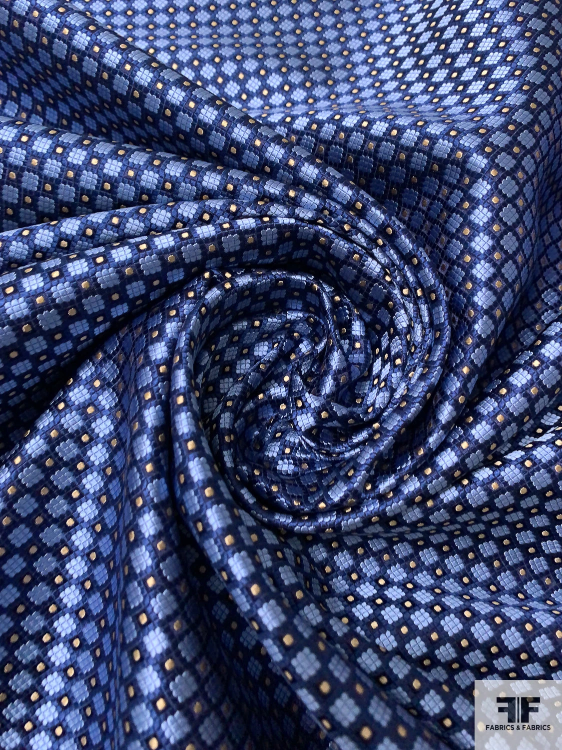 Micro-Dot Geometric Silk Necktie Jacquard Brocade - Sky Blue / Blue / Champagne 5 Micro-Dot Geometric Silk Necktie Jacquard Brocade - Sky Blue / Blue / Champagne - Image 3