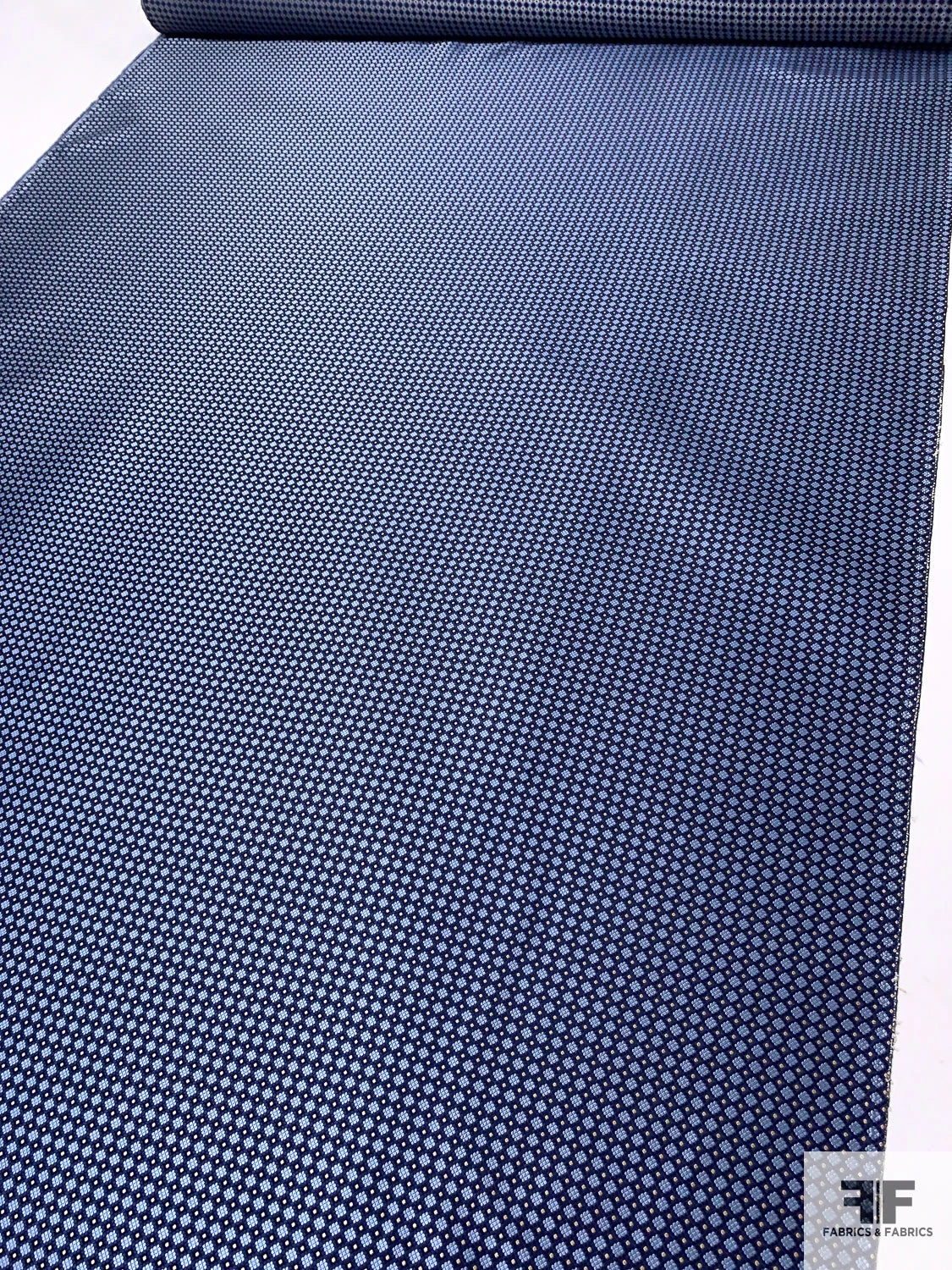 Micro-Dot Geometric Silk Necktie Jacquard Brocade - Sky Blue / Blue / Champagne 9 Micro-Dot Geometric Silk Necktie Jacquard Brocade - Sky Blue / Blue / Champagne - Image 7