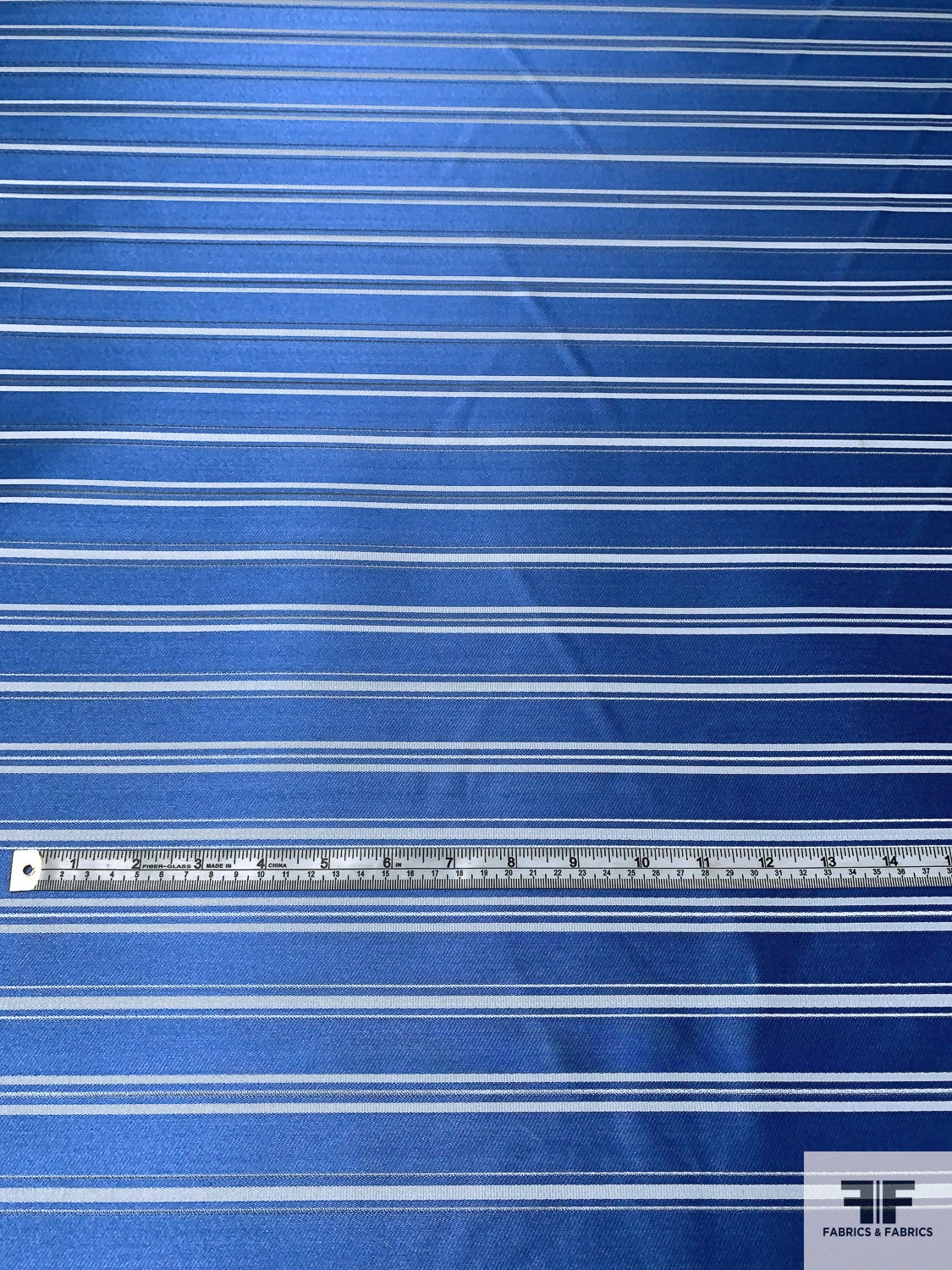 Horizontal Striped Silk Necktie Jacquard Brocade - Blue / Grey 7 Horizontal Striped Silk Necktie Jacquard Brocade - Blue / Grey - Image 5