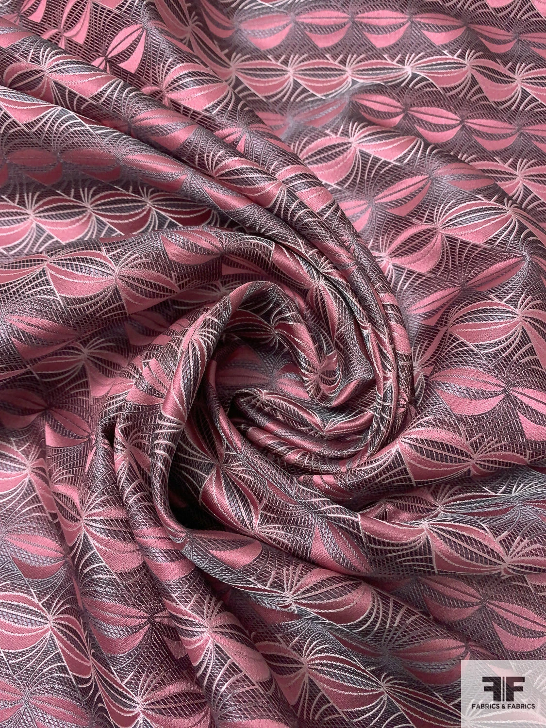 Tentacle Web Silk Necktie Jacquard Brocade - Dusty Rose / Grey 3 Tentacle Web Silk Necktie Jacquard Brocade - Dusty Rose / Grey