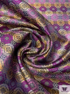 Linked Floral Silk Necktie Jacquard Brocade - Purple / Orange / Orchid 12 Linked Floral Silk Necktie Jacquard Brocade - Purple / Orange / Orchid -Fabrics And Fabrics Store 15944 2