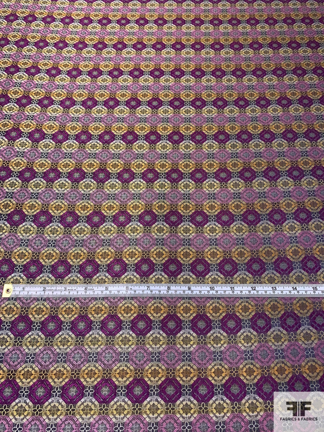 Linked Floral Silk Necktie Jacquard Brocade - Purple / Orange / Orchid 7 Linked Floral Silk Necktie Jacquard Brocade - Purple / Orange / Orchid - Image 5