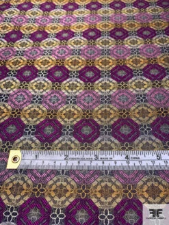 Linked Floral Silk Necktie Jacquard Brocade - Purple / Orange / Orchid 15 Linked Floral Silk Necktie Jacquard Brocade - Purple / Orange / Orchid -Fabrics And Fabrics Store 15944 5