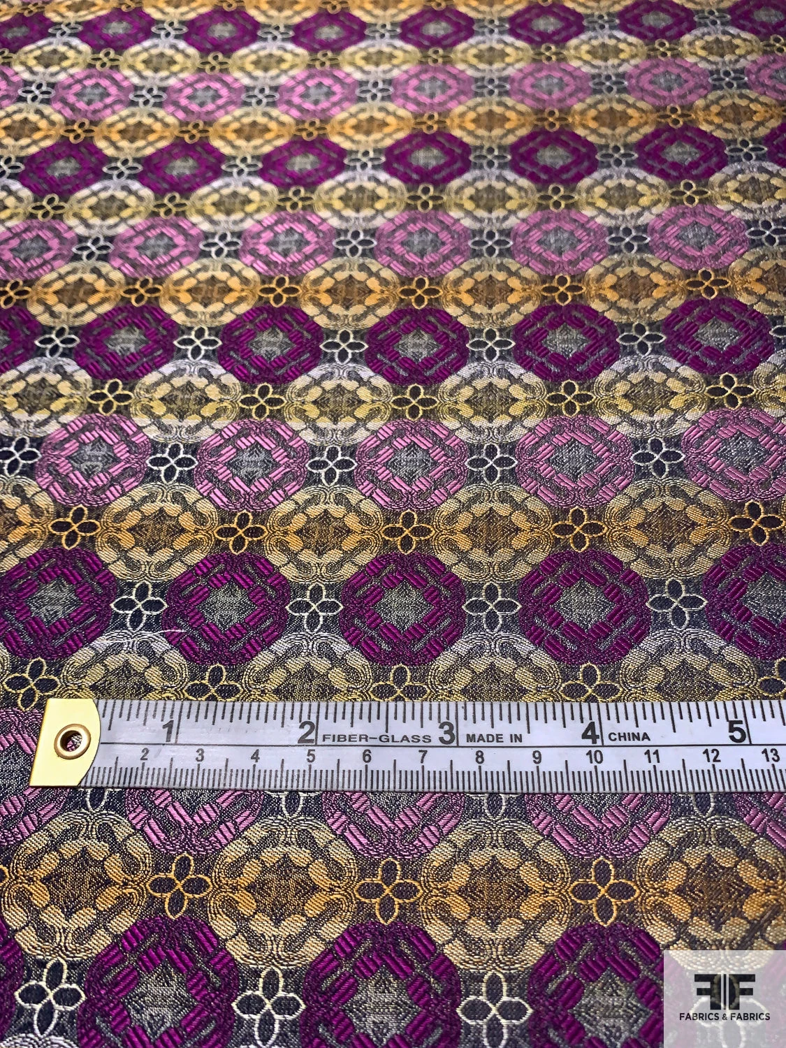 Linked Floral Silk Necktie Jacquard Brocade - Purple / Orange / Orchid 8 Linked Floral Silk Necktie Jacquard Brocade - Purple / Orange / Orchid - Image 6