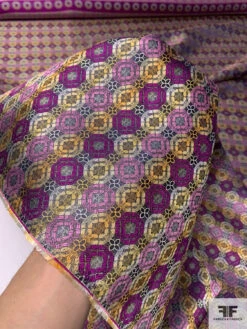 Linked Floral Silk Necktie Jacquard Brocade - Purple / Orange / Orchid 11 Linked Floral Silk Necktie Jacquard Brocade - Purple / Orange / Orchid -Fabrics And Fabrics Store 15944 7