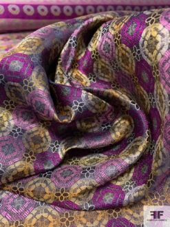 Linked Floral Silk Necktie Jacquard Brocade - Purple / Orange / Orchid 17 Linked Floral Silk Necktie Jacquard Brocade - Purple / Orange / Orchid -Fabrics And Fabrics Store 15944 8