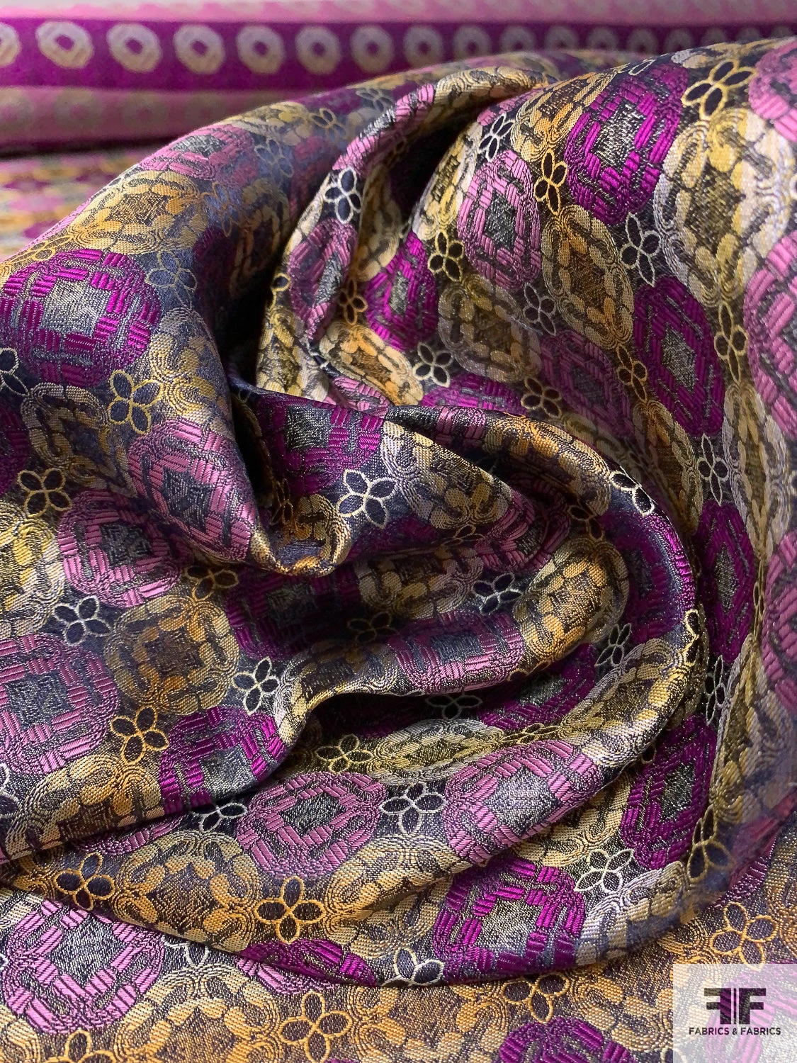 Linked Floral Silk Necktie Jacquard Brocade - Purple / Orange / Orchid 10 Linked Floral Silk Necktie Jacquard Brocade - Purple / Orange / Orchid - Image 8
