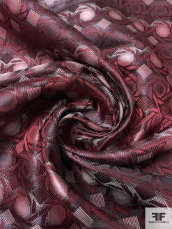 Geometric Lattice Silk Necktie Jacquard Brocade - Wine / Grey / Black 13 Geometric Lattice Silk Necktie Jacquard Brocade - Wine / Grey / Black -Fabrics And Fabrics Store 15948 1