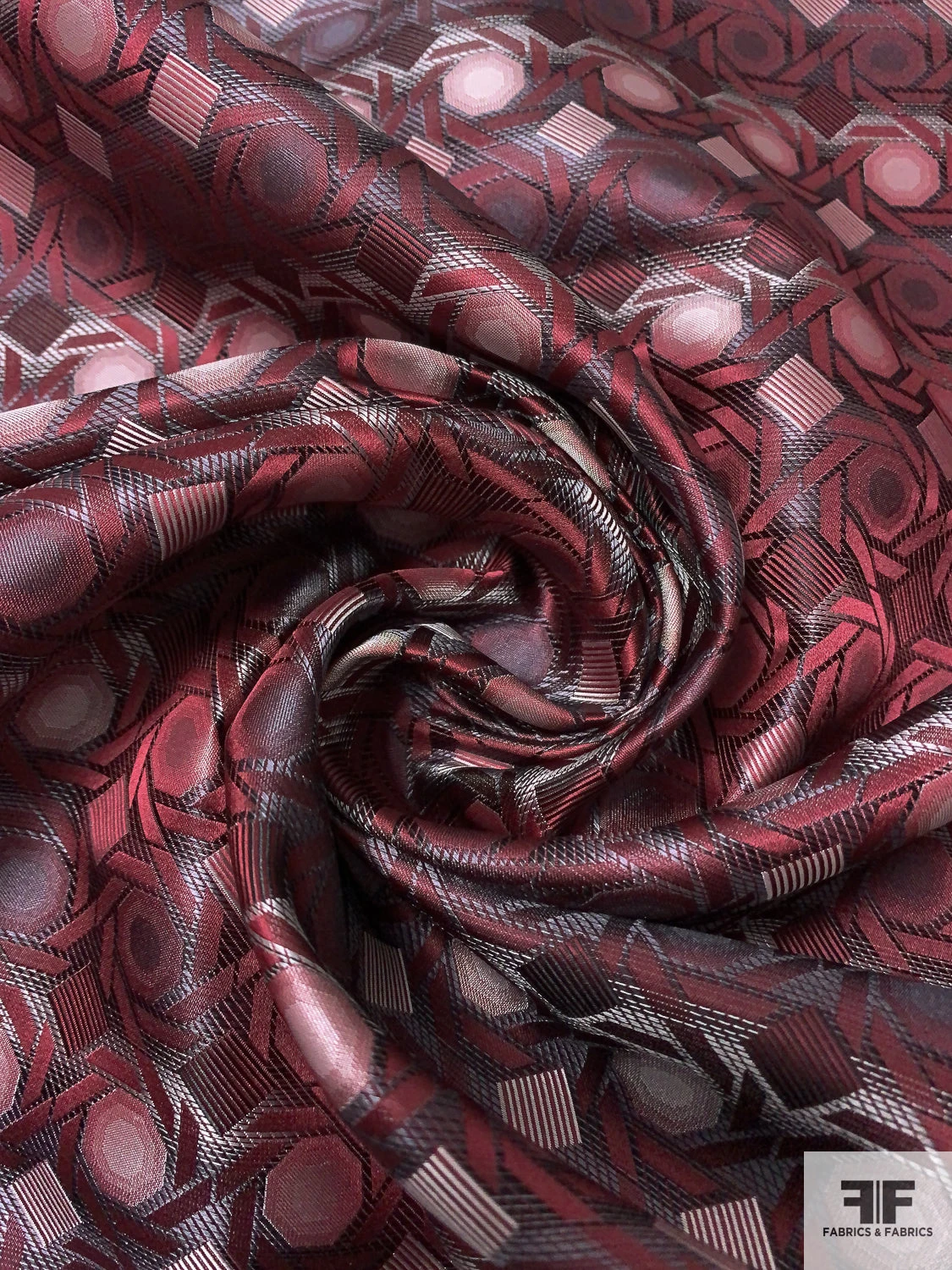 Geometric Lattice Silk Necktie Jacquard Brocade - Wine / Grey / Black 6 Geometric Lattice Silk Necktie Jacquard Brocade - Wine / Grey / Black - Image 4
