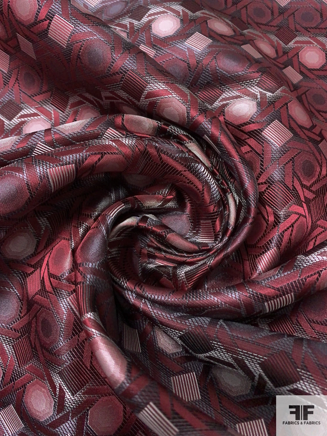 Geometric Lattice Silk Necktie Jacquard Brocade - Wine / Grey / Black 5 Geometric Lattice Silk Necktie Jacquard Brocade - Wine / Grey / Black - Image 3