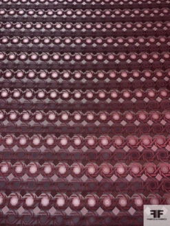 Geometric Lattice Silk Necktie Jacquard Brocade - Wine / Grey / Black