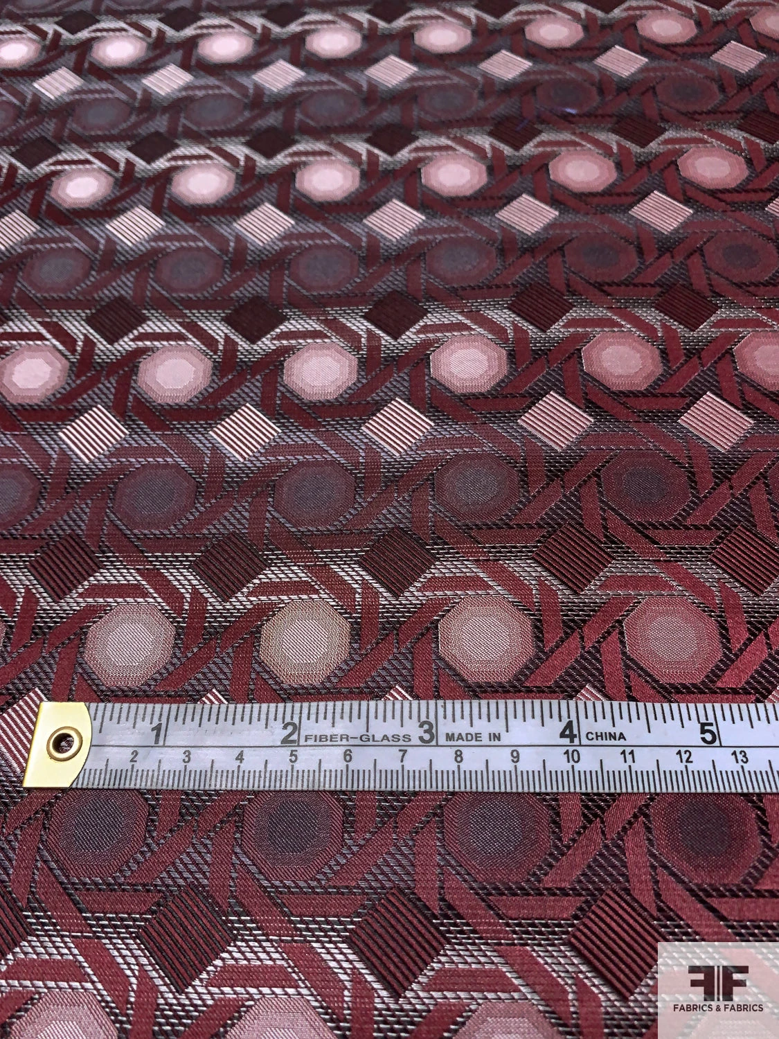 Geometric Lattice Silk Necktie Jacquard Brocade - Wine / Grey / Black 8 Geometric Lattice Silk Necktie Jacquard Brocade - Wine / Grey / Black - Image 6