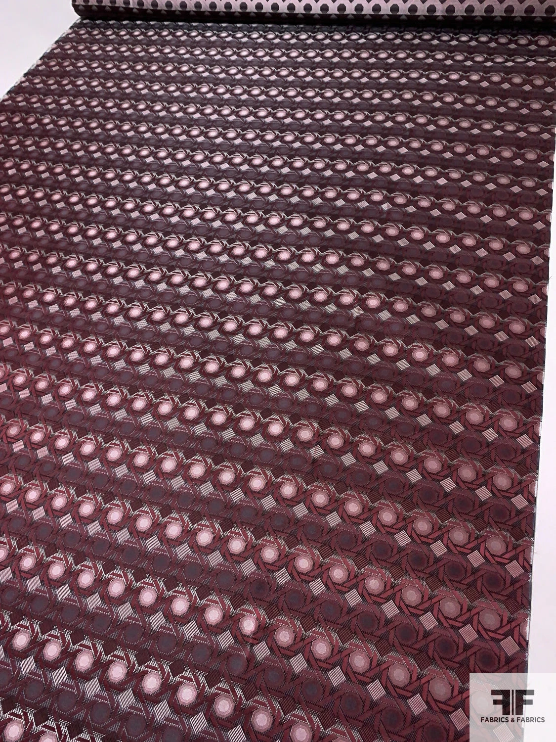 Geometric Lattice Silk Necktie Jacquard Brocade - Wine / Grey / Black 9 Geometric Lattice Silk Necktie Jacquard Brocade - Wine / Grey / Black - Image 7