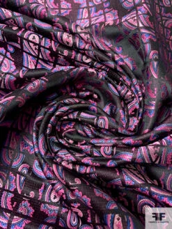Paisley Grid Silk Necktie Jacquard Brocade - Pink / Blue / Black 13 Paisley Grid Silk Necktie Jacquard Brocade - Pink / Blue / Black -Fabrics And Fabrics Store 15953 1