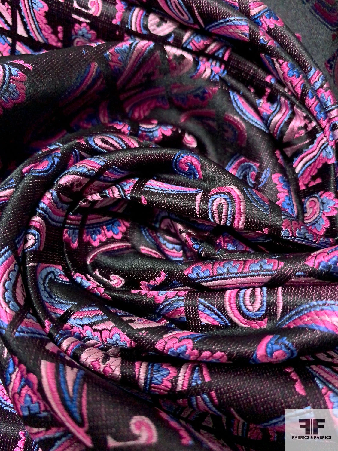 Paisley Grid Silk Necktie Jacquard Brocade - Pink / Blue / Black 7 Paisley Grid Silk Necktie Jacquard Brocade - Pink / Blue / Black - Image 5