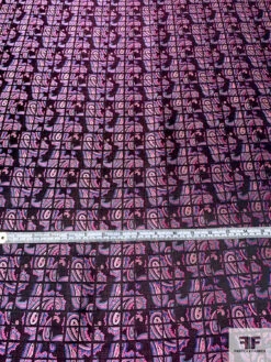 Paisley Grid Silk Necktie Jacquard Brocade - Pink / Blue / Black 15 Paisley Grid Silk Necktie Jacquard Brocade - Pink / Blue / Black -Fabrics And Fabrics Store 15953 5