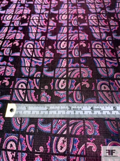 Paisley Grid Silk Necktie Jacquard Brocade - Pink / Blue / Black 16 Paisley Grid Silk Necktie Jacquard Brocade - Pink / Blue / Black -Fabrics And Fabrics Store 15953 6