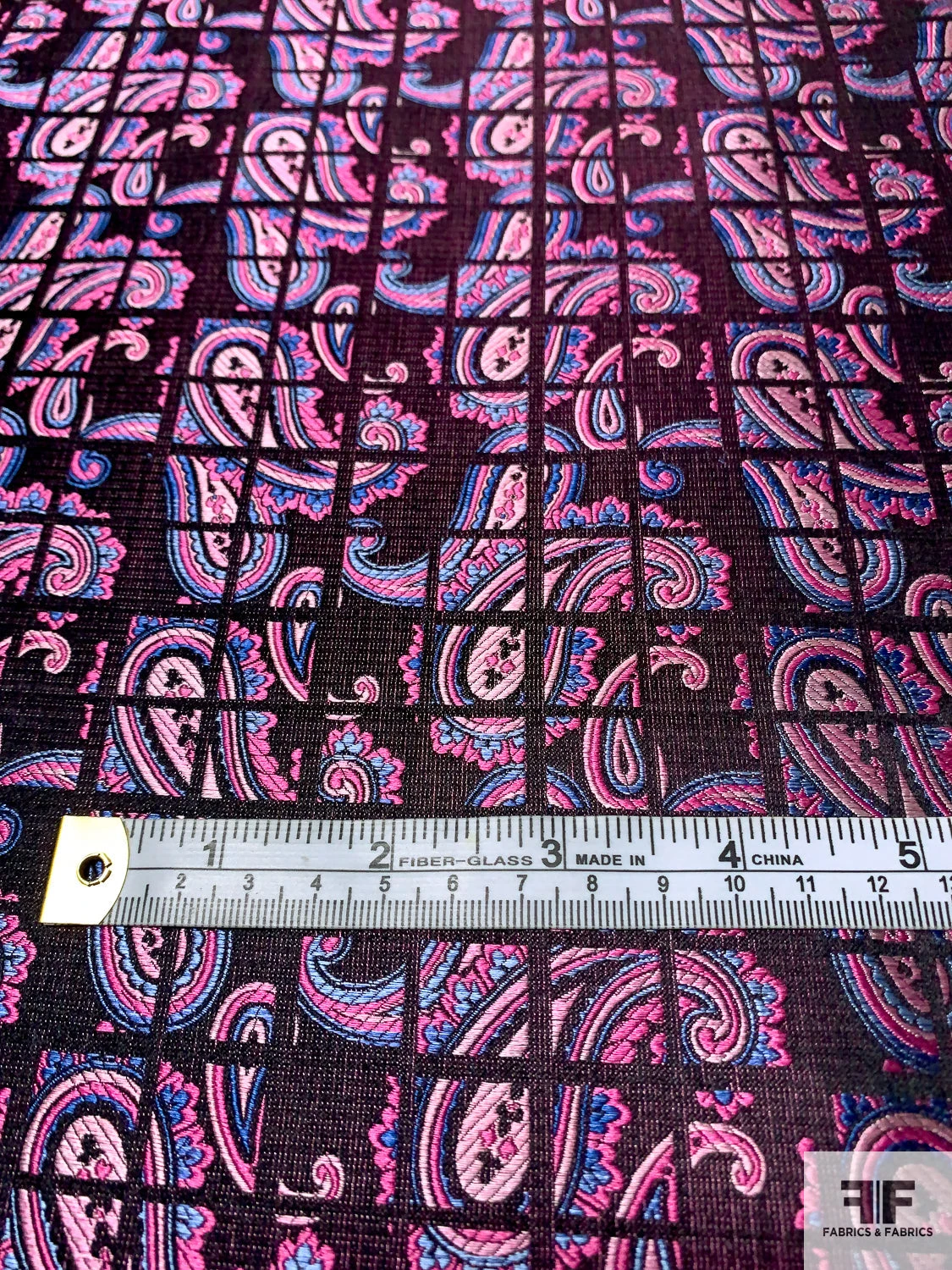 Paisley Grid Silk Necktie Jacquard Brocade - Pink / Blue / Black 9 Paisley Grid Silk Necktie Jacquard Brocade - Pink / Blue / Black - Image 7