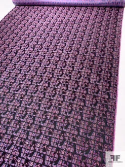 Paisley Grid Silk Necktie Jacquard Brocade - Pink / Blue / Black 17 Paisley Grid Silk Necktie Jacquard Brocade - Pink / Blue / Black -Fabrics And Fabrics Store 15953 7