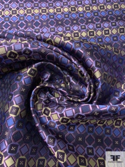 Geometric Silk Necktie Jacquard Brocade - Purples / Blue / Gold 12 Geometric Silk Necktie Jacquard Brocade - Purples / Blue / Gold -Fabrics And Fabrics Store 15964 2