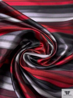 Horizontal Striped Silk Necktie Jacquard Brocade - Reds / Greys / Black 12 Horizontal Striped Silk Necktie Jacquard Brocade - Reds / Greys / Black -Fabrics And Fabrics Store 15965 2