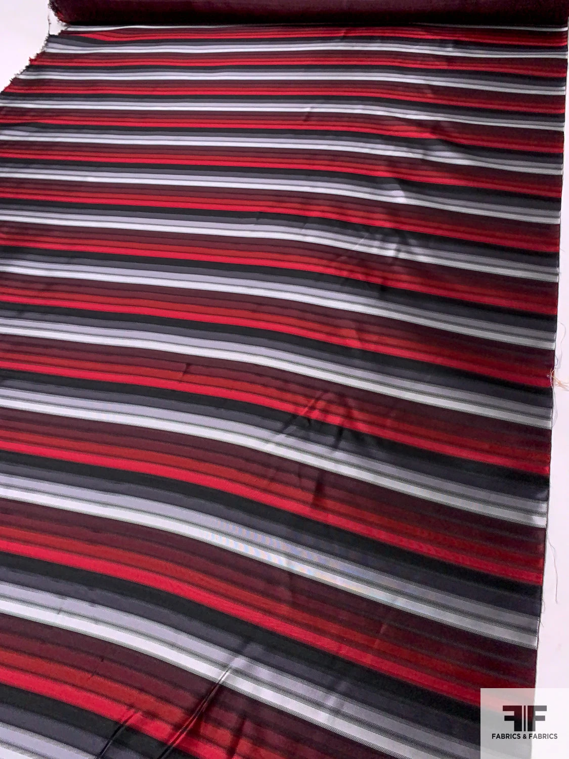 Horizontal Striped Silk Necktie Jacquard Brocade - Reds / Greys / Black 8 Horizontal Striped Silk Necktie Jacquard Brocade - Reds / Greys / Black - Image 6