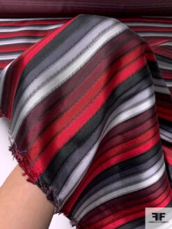 Horizontal Striped Silk Necktie Jacquard Brocade - Reds / Greys / Black 16 Horizontal Striped Silk Necktie Jacquard Brocade - Reds / Greys / Black -Fabrics And Fabrics Store 15965 7
