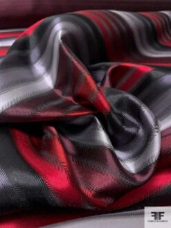 Horizontal Striped Silk Necktie Jacquard Brocade - Reds / Greys / Black 17 Horizontal Striped Silk Necktie Jacquard Brocade - Reds / Greys / Black -Fabrics And Fabrics Store 15965 8