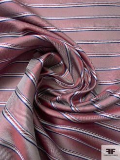 Rope-Look Striped Silk Necktie Jacquard Brocade - Maroon / Blue / White 12 Rope-Look Striped Silk Necktie Jacquard Brocade - Maroon / Blue / White -Fabrics And Fabrics Store 15969 2