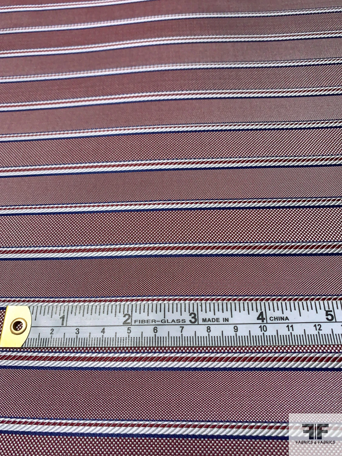 Rope-Look Striped Silk Necktie Jacquard Brocade - Maroon / Blue / White 4 Rope-Look Striped Silk Necktie Jacquard Brocade - Maroon / Blue / White - Image 2