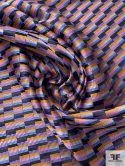 Gradient Squares Silk Necktie Jacquard Brocade - Pink / Purple / Turmeric / Periwinkle 12 Gradient Squares Silk Necktie Jacquard Brocade - Pink / Purple / Turmeric / Periwinkle -Fabrics And Fabrics Store 15974 2