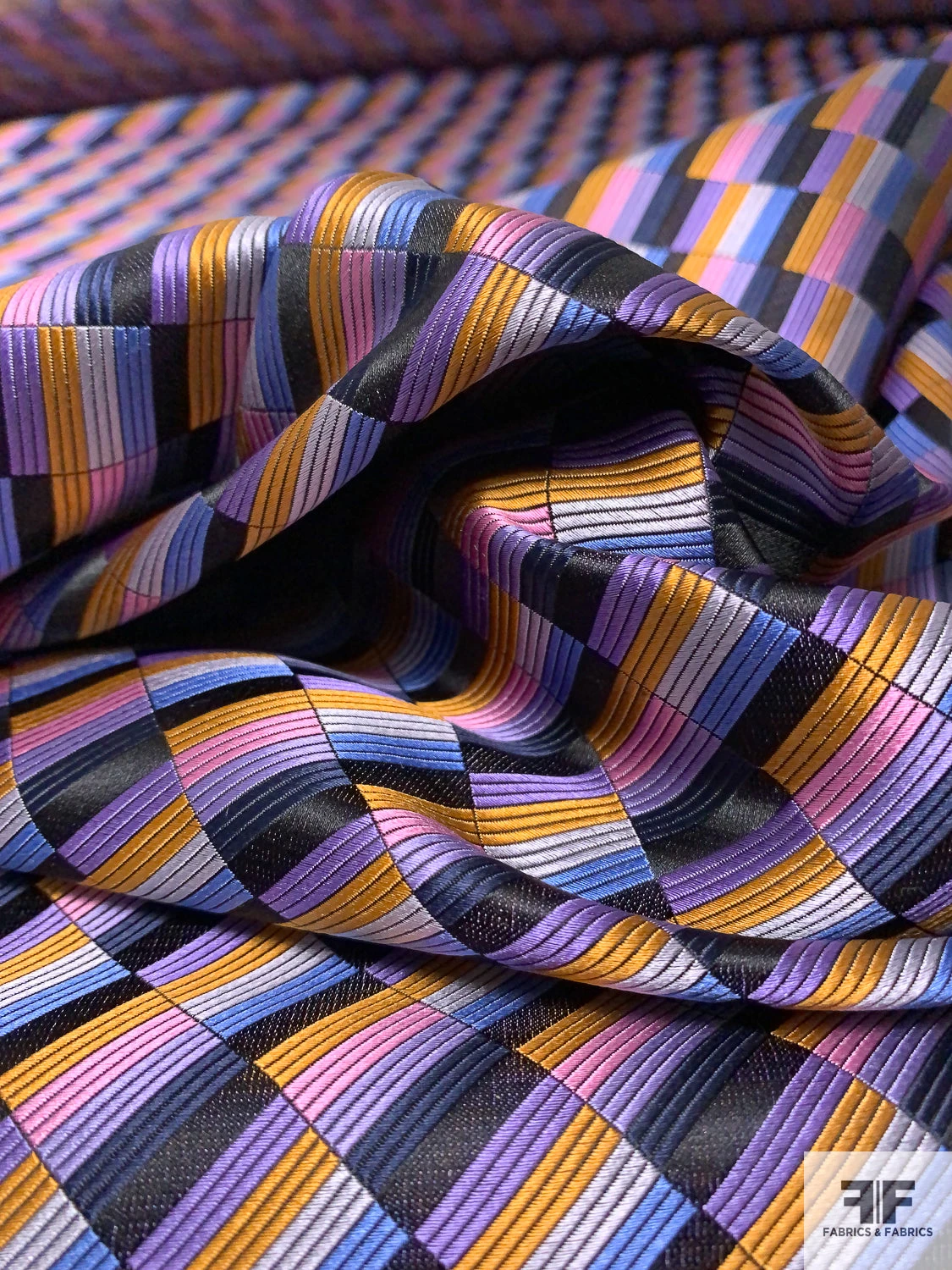 Gradient Squares Silk Necktie Jacquard Brocade - Pink / Purple / Turmeric / Periwinkle 10 Gradient Squares Silk Necktie Jacquard Brocade - Pink / Purple / Turmeric / Periwinkle - Image 8