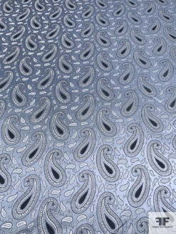 Paisley Silk Necktie Jacquard Brocade - Slate Grey-Blue / White / Grey -Fabrics And Fabrics Store 15980 3