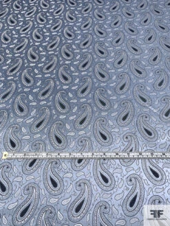 Paisley Silk Necktie Jacquard Brocade - Slate Grey-Blue / White / Grey -Fabrics And Fabrics Store 15980 4