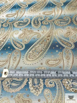 Paisley Silk Necktie Jacquard Brocade - Deep Turquoise / Gold / Tan / Cream 15 Paisley Silk Necktie Jacquard Brocade - Deep Turquoise / Gold / Tan / Cream -Fabrics And Fabrics Store 15984 5