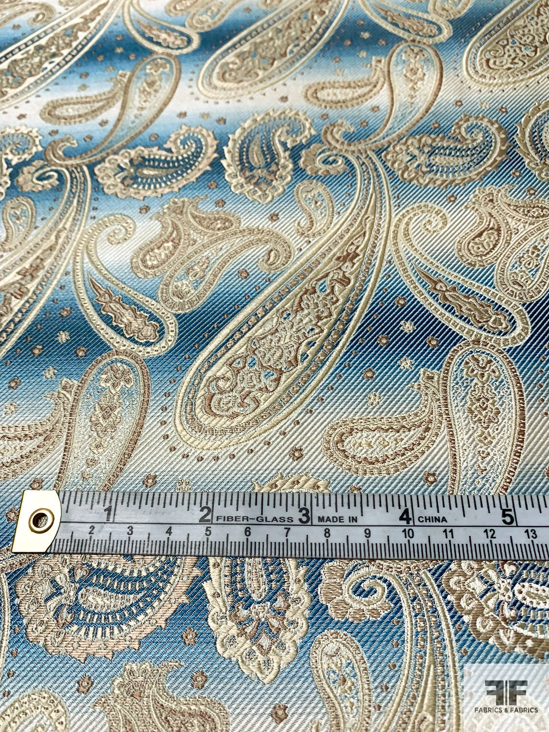 Paisley Silk Necktie Jacquard Brocade - Deep Turquoise / Gold / Tan / Cream 8 Paisley Silk Necktie Jacquard Brocade - Deep Turquoise / Gold / Tan / Cream - Image 6