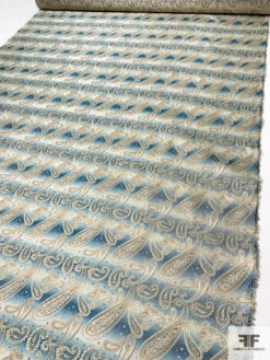 Paisley Silk Necktie Jacquard Brocade - Deep Turquoise / Gold / Tan / Cream 16 Paisley Silk Necktie Jacquard Brocade - Deep Turquoise / Gold / Tan / Cream -Fabrics And Fabrics Store 15984 6