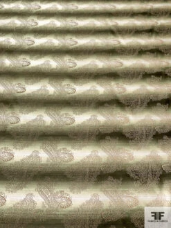Paisley Silk Necktie Jacquard Brocade - Olive Green / Taupe / Off-White