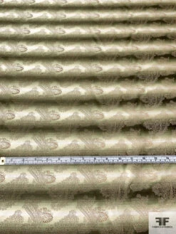 Paisley Silk Necktie Jacquard Brocade - Olive Green / Taupe / Off-White -Fabrics And Fabrics Store 15986 4