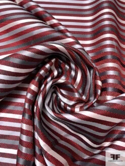 Horizontal Striped Silk Necktie Jacquard Brocade - Red / Grey / White / Black 12 Horizontal Striped Silk Necktie Jacquard Brocade - Red / Grey / White / Black -Fabrics And Fabrics Store 15988 2