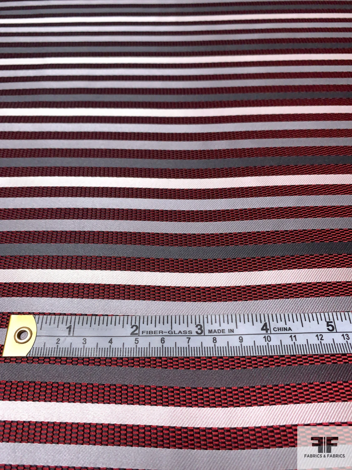 Horizontal Striped Silk Necktie Jacquard Brocade - Red / Grey / White / Black 8 Horizontal Striped Silk Necktie Jacquard Brocade - Red / Grey / White / Black - Image 6