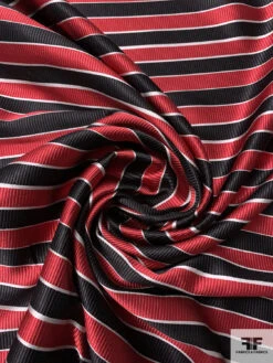 Horizontal Striped Silk Necktie Jacquard Brocade - Red / Black / Light Grey -Fabrics And Fabrics Store 15989 2